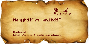 Menyhárt Anikó névjegykártya